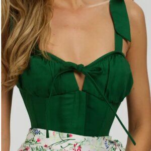 Daphne Heritage Green Cotton Corset Top With Straps 26" Corset